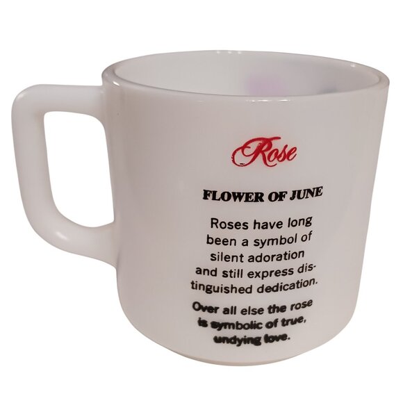 Vintage Milk Glass Rose-June Birth Flower Mug | Silent Adoration & Undying Love - Picture 5 of 9